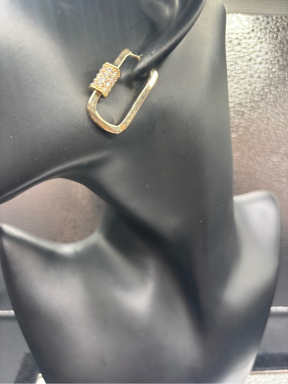 Gold Pave Lock Hoop Earring - Women Jewelry